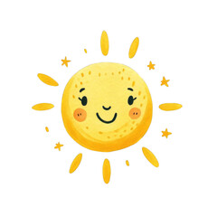 Happy Smiling Sun Watercolor PNG