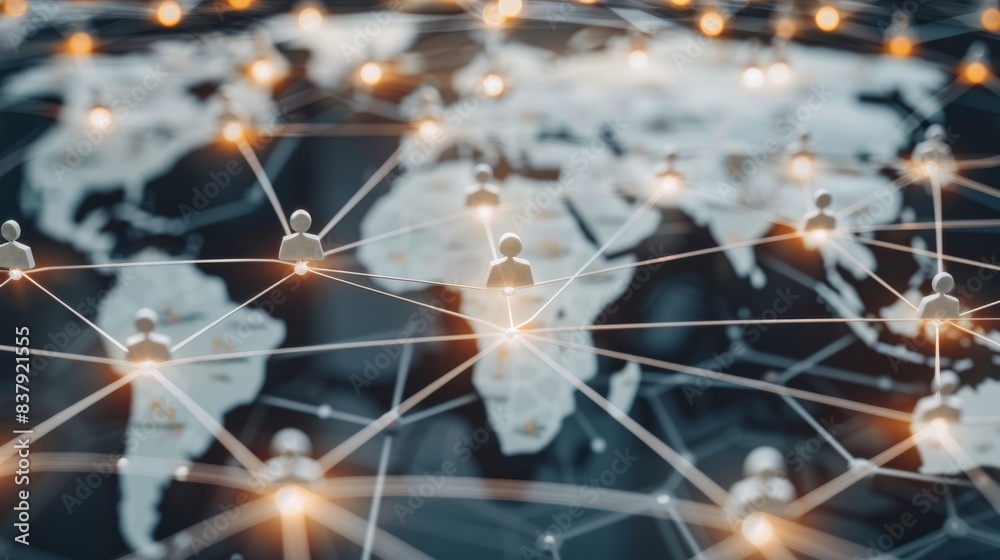 Poster networking structure at the global level. connecting customers, hr recruitment and global outsourcin