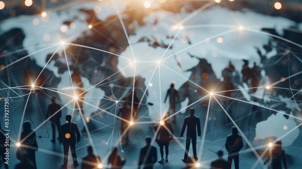 Poster networking structure at the global level. connecting customers, hr recruitment and global outsourcin