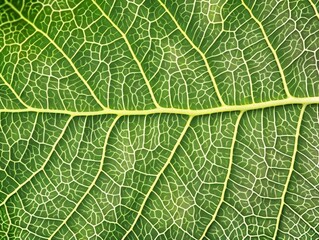 Fototapeta premium leaf, focusing on the intricate network of veins that provide structure and transport nutrients. 