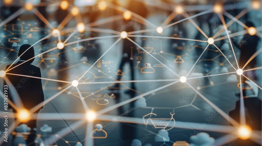 Poster networking structure at the global level. connecting customers, hr recruitment and global outsourcin