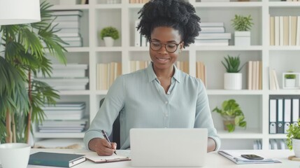 The professional woman at desk