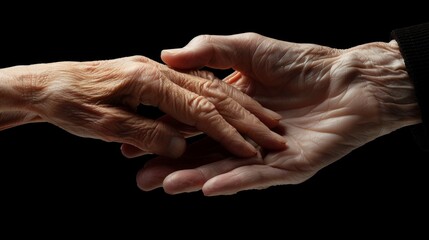 Tender Generational Connection Young Hand Embracing Old Hand in a Heartfelt Gesture of Love and Compassion