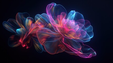 abstract flower with neon color in black background