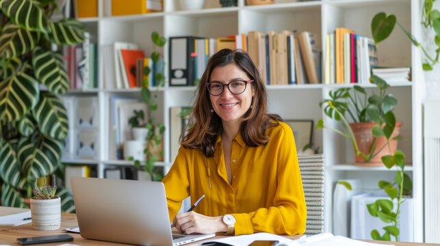 The woman in yellow shirt