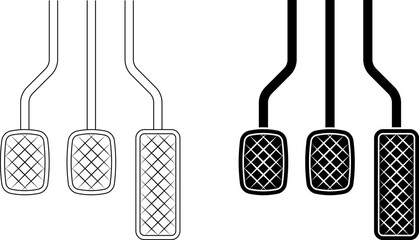 outline silhouette car pedal icon set