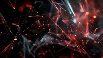 abstract background with red glowing connections and dark space for technology concept