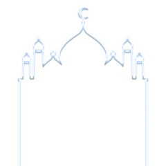 Neon blue mosque shape element transparent png