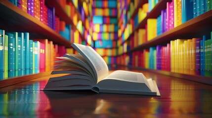 The Open Book on Colorful Shelves