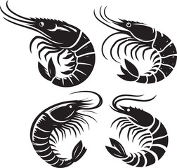 Shrimp icon vector art silhouette illustration 
