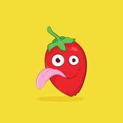 Cute cartoon illustration of round red chilies