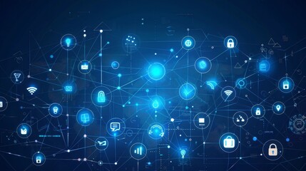 Digital Symphony Intricate AI IoT Network Illustrating Modern Technology and Connectivity