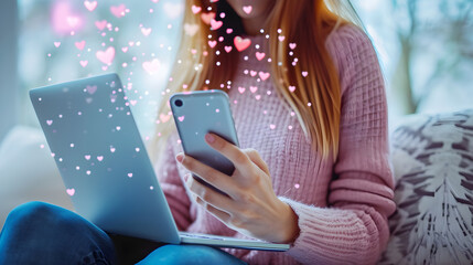 woman using smart phone with Social media