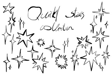 Quirky stars collection, black line decor