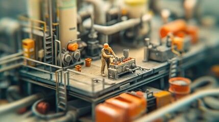 realistic diorama factory worker toys miniatures doing their job