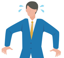 慌てて冷や汗をかく男性のビジネスパーソン
