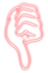 Neon pink hand thump down sticker