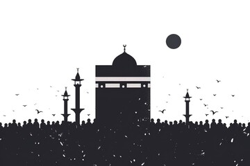 Kaaba in Masjid Al Haram in Mecca Saudi Arabia, The Kaaba, the holiest site in Islam, in Mecca, Saudi Arabia - the spiritual center for Muslims worldwide. Generative AI