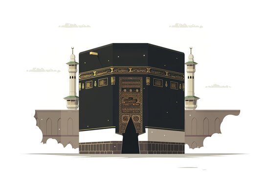 black kaaba with minarets, islamic architecture clip art preview