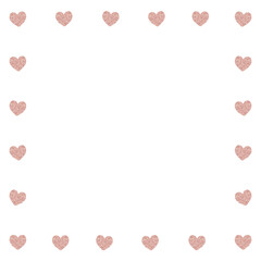 Pink glitter heart patterned frame design element