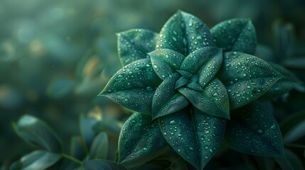 Closeup of vibrant green succulent plant with dew drops on leaves showcasing nature&rsquo;s beauty and freshness in a serene garden setting perfect for botanical and macro photography enthusiasts