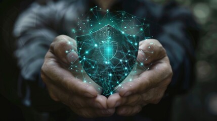 Secure Your World Digital Shield Safeguarding Hands Cybersecurity Concept Image