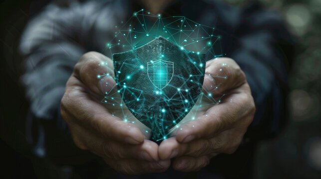 Secure Your World Digital Shield Safeguarding Hands Cybersecurity Concept Image