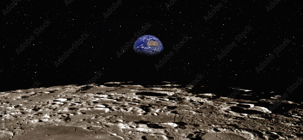 Poster the earth as seen from the surface of the moon 