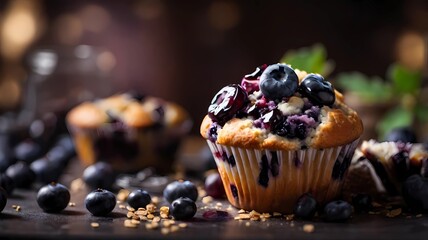 delicious blueberry muffin on the table