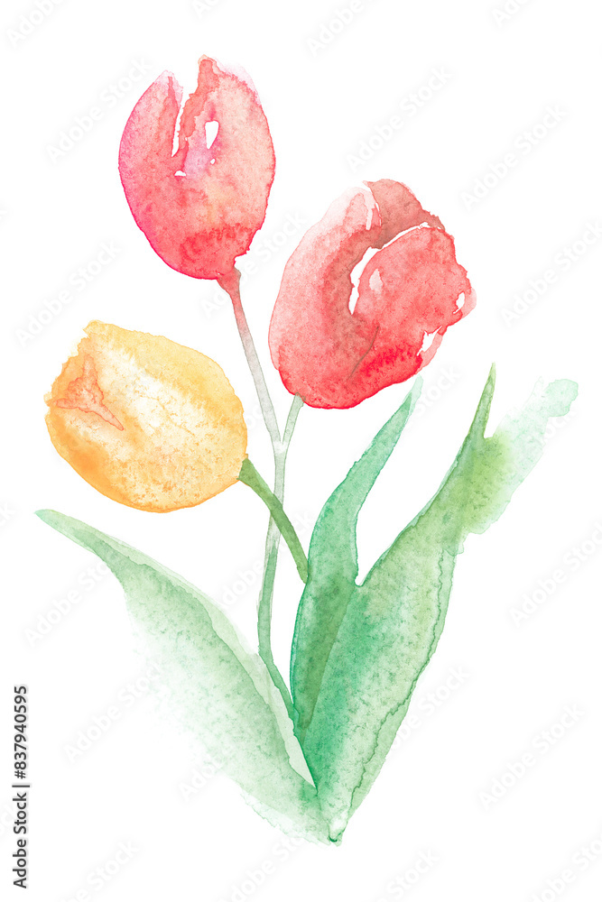 Sticker Tulip png pink flower watercolor spring seasonal graphic