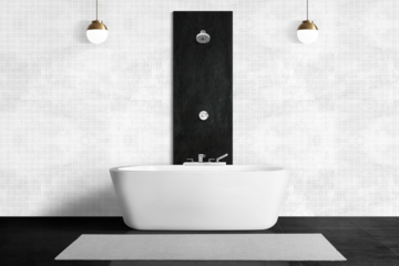 Modern bathroom wall mockup png authentic interior design