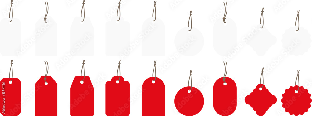 Poster Set of price tag. Sale and New Label collection set in red and white colors. Set labels on transparent background. Vector EPS 10