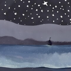Sea in the night 