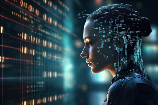 machine learning algorithms illustration, uhd, futuristic data collecting concept