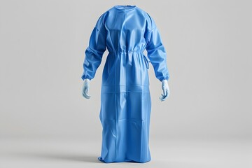 Photo of Isolated Blue Surgical Gown on White Background