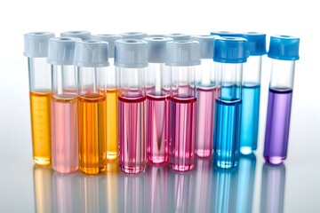 Photo of Colorful Test Tubes Isolated on White Background