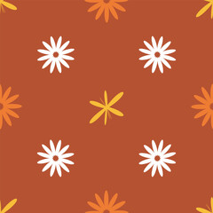 A cute simplistic floral pattern in brown, orange and white colors