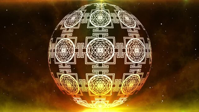 Background of the Sriyantra Symbol Moving Up in a spherical circle