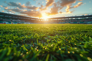 Football field, empty stadium, competition ground.