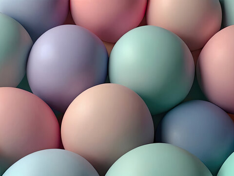 A vibrant collection of smooth, pastel-colored spheres in shades of pink, blue, and green. The seamless, soft texture creates a visually appealing and soothing abstract background.