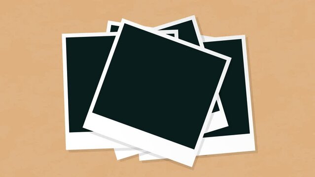 Blank Polaroid Picture Frames Template Wall Fly In Animation Instant Photo Cardboard Bulletin Background