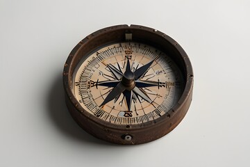 A steampunk-inspired navigational compass, with gears and cogs visible through its transparent casing, set against a stark white backdrop.