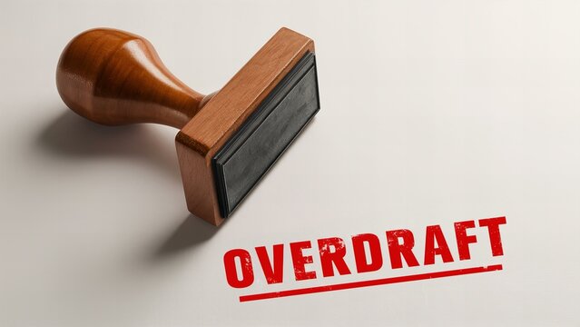 Overdraft Rubber Stamp on Paper