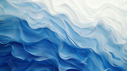 Tranquil Blue and White Wave Abstract Background