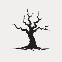 Silhouette of a dead tree. Vector illustration.