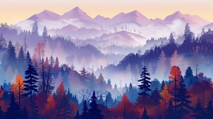 Obraz premium A mountain range with a forest in the foreground