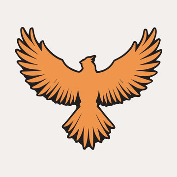 Vibrant Phoenix Bird Silhouette Vector - Majestic Orange Flying Bird Illustration.