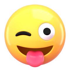 Silly face 3D png emoticon sticker, transparent background