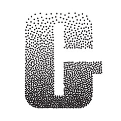 Halftone gradient grain letter G. Vector stipple dotted textured font