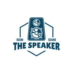 speaker sound system logo design with creative concept premium vector